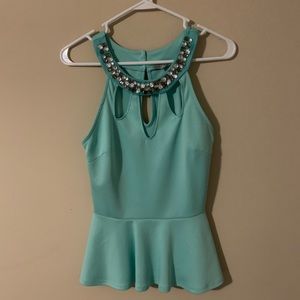 Blue Dressy Tank top with stones